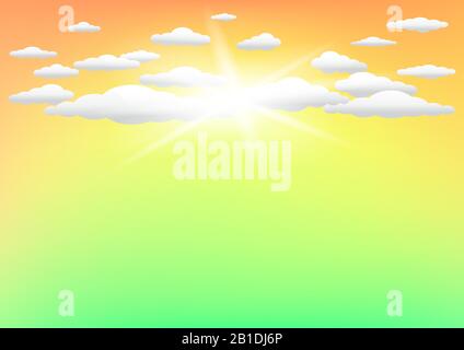 orange and green sky template background Stock Vector