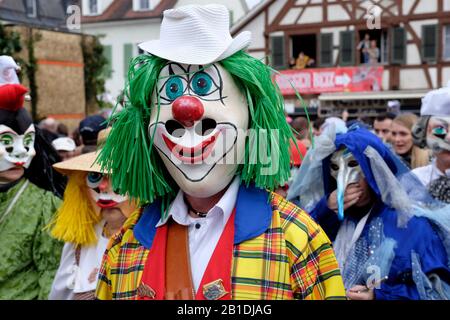 At Basel fasnacht (carnival), performers hide their true identity with a mask. Stock Photo