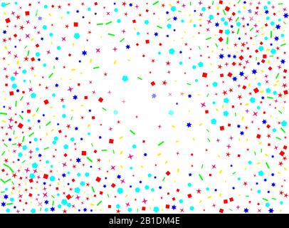 Confetti new background graphic. Abstract background confetti. Colored hexagons, stars, ovals space. Stock Vector