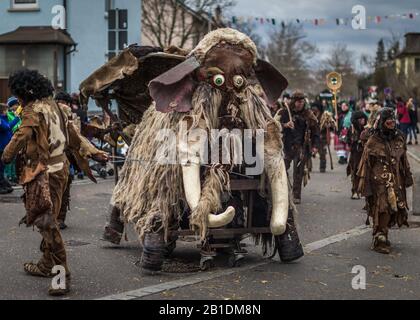 Mossingen, Baden Württemberg, Germany - February 4, 2018: Fasnet Carnival in Germany. Stock Photo