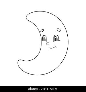 Crescent moon outline. Vector moon for coloring book. symbol ...