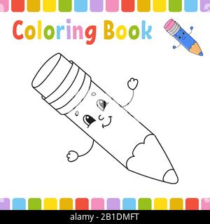 Coloring book for kids. Cheerful character. Simple flat isolated vector illustration in cute cartoon style Stock Vector