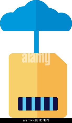 cloud computing with sd card flat style Stock Vector