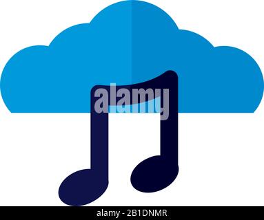 cloud computing with music notes flat style Stock Vector