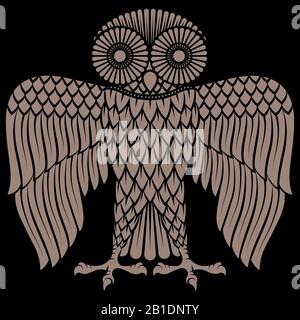 Owl painted in retro style, owl logo Stock Vector