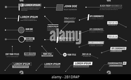 Callouts titles. Callout bar labels, information call box bars and modern digital info boxes layout templates vector illustration set Stock Vector