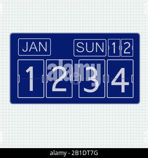 Flip clock. Icon on Notebook sheet background. Stock Vector