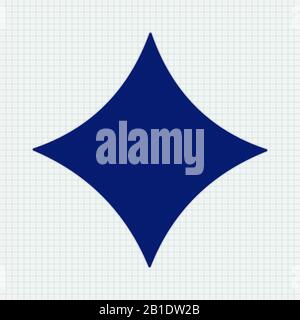 Card suit diamond. Icon on lined paper background Stock Vector