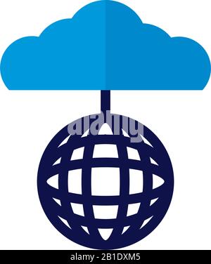 cloud computing with sphere browser flat style Stock Vector