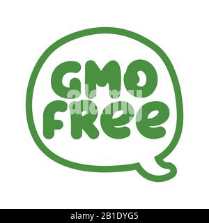 'gmo free' - label. Handwritten calligraphy: restaurant, cafe menu. Vector elements for labels, logos, badges, stickers or icons, t-shirts or mugs. Ve Stock Vector