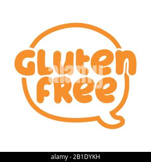 'gluten free' - label. Handwritten calligraphy: restaurant, cafe menu. Vector elements for labels, logos, badges, stickers or icons, t-shirts or mugs. Stock Vector