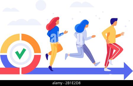 Agile development team. Professional business teamwork, flexible management and workflow projects plan vector illustration Stock Vector