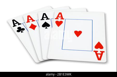 Four Aces Playing Cards - isolated on white Stock Photo