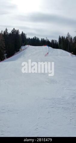 rare view of empty ski slopes Stock Photo