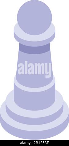 White pawn icon, isometric style Stock Vector