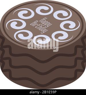 Chocolate birthday cake icon, isometric style Stock Vector