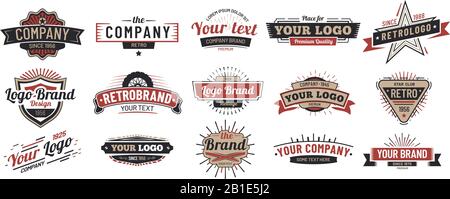 Old badges. Vintage sign, retro premium badge and logo emblem frame vector set Stock Vector