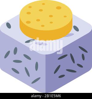 Rice sushi icon, isometric style Stock Vector