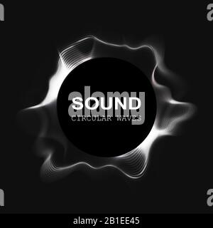 radial colour sound waves isolated on darck background, vector illustration Stock Vector
