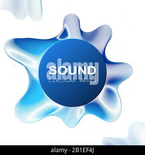 radial colour sound waves isolated on darck background, vector illustration Stock Vector