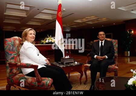 United States Secretary of State Hillary Rodham Clinton meets with President Hosni Mubarak of Egypt in Sharm El Sheikh, Egypt, on Tuesday, September 14, 2010. .Credit: Department of State via CNP. | usage worldwide Stock Photo