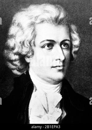 Vintage portrait of composer Wolfgang Amadeus Mozart (1756 – 1791). Undated image published circa 1920 by Detroit Publishing Co. Stock Photo