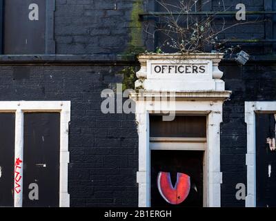 Marked officers entrance to the former Territorial Army building on Brown Street in Dundee Scotland Stock Photo