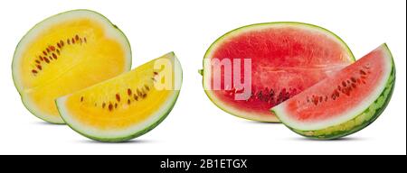 Set of fresh Watermelon isolated on white background Stock Photo