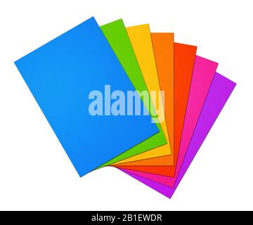 Colorful rainbow Blank A4 paper sheet range isolated on white background Stock Photo