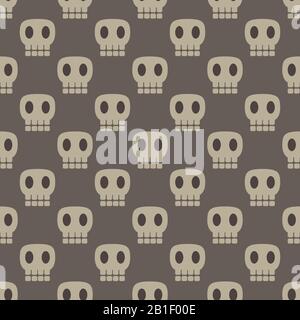 Seamless dark pattern with skulls gray background Stock Vector