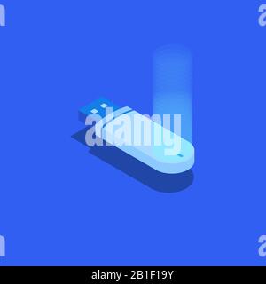 Isometric technology USB flash drive usb hardware device. Creative illustration design, idea for infographics. Stock Vector