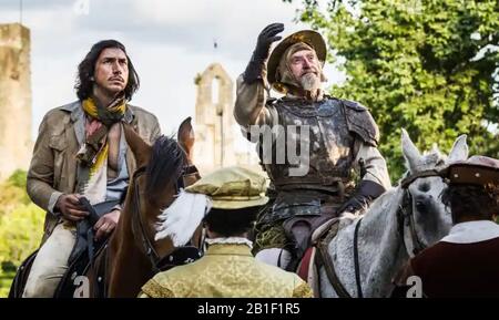 THE MAN WHO KILLED DON QUIXOTE 2018 film by Terry Gilliam with Jonathan Price at right and Adam Driver Stock Photo