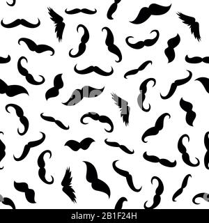 Man mustache photobooth art seamless white black wallpaper pattern Stock Vector