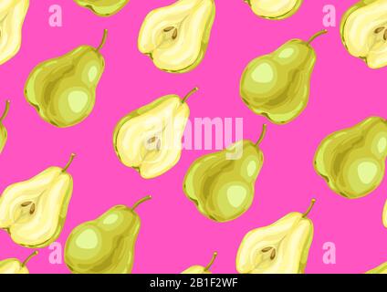Seamless pattern with pears and slices. Stock Vector