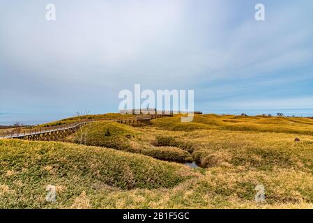 Shiretoko Goko Five Lakes in Shiretoko National Park. Tourists can walk on the elevated wooden boardwalk. Shari, Hokkaido, Japan Stock Photo