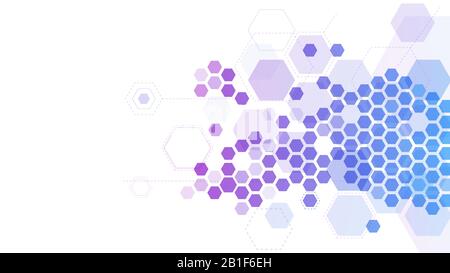 Abstract hexagonal molecular grid. Medicine research, chemistry molecule structure and hex pattern 3d vector background illustration Stock Vector
