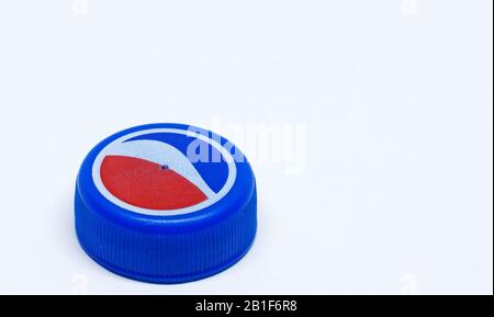 Umea, Norrland Sweden - February 15, 2020: a plastic capsule on white background Stock Photo