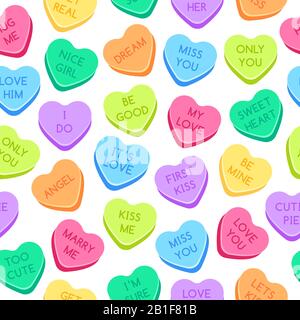 Heart shape love conversation candies set isolated on white. Vector ...