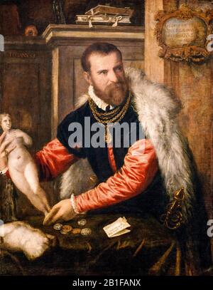 Jacopo Strada (1507-1588), Italian polymath, portrait painting by Titian, Tiziano Vecellio, 1567-1568 Stock Photo