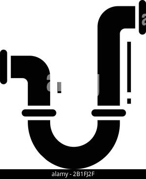 Bath tube black icon, concept illustration, vector flat symbol, glyph sign. Stock Vector