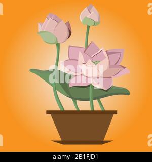 beautiful flower and pot illustration art design Stock Vector