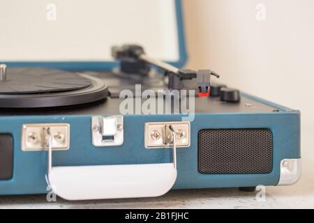 Vintage record player on the  table. - Image Stock Photo