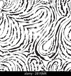 Seamless vector pattern of smooth and broken lines in the form of loops and arcs. Black texture for decoration of fabrics or wrapping paper. Papillary Stock Vector