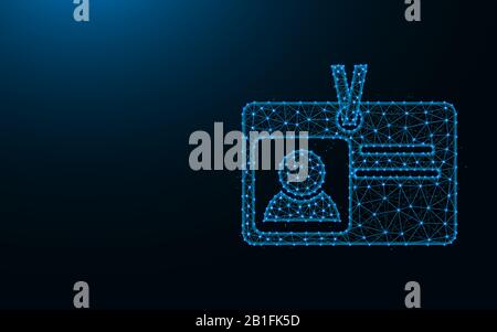 ID card made from points and lines on dark blue background, identification mesh polygonal vector illustration Stock Vector