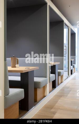 eating booth in office canteen Stock Photo