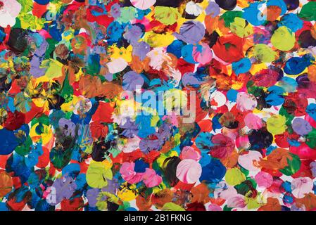 multicolor stained background with paintbrush Stock Photo