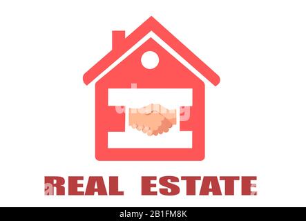 Vector banner of a real estate agreement, home and two business people handshake Stock Vector
