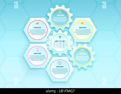 Vector of honeycomb gear structures with social media and business icons Stock Vector