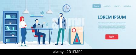 Vector of business people meeting in the modern office working together having a project discussion Stock Vector