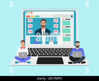 Vector of a professional advisor man coaching teaching online followers Stock Vector